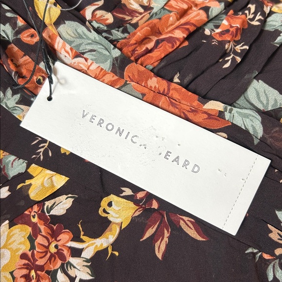 NWT $898 VERONICA BEARD Avani Floral Silk Chiffon Puff Sleeve Maxi Size 8 - Picture 8 of 9